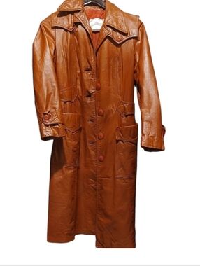Women's Genuine Brown Leather Trench Coat